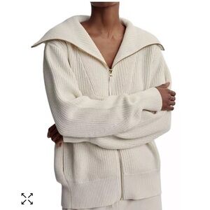 Varley Cream Zip-Up Cardigan